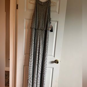 BNWT Adriana Papell long high neck dress